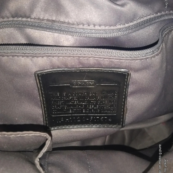 Coach Signature Tote Handbag #H1120-F17574 tripe Satin Sequins Medium Black - Picture 4 of 7